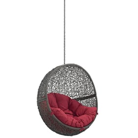 Modway Furniture Hide Gray Red Outdoor Swing Chair Without Stand