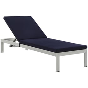 Modway Furniture Shore Silver Navy Outdoor Chaise with Cushion