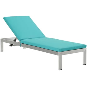 Modway Furniture Shore Silver Turquoise Outdoor Chaise with Cushion