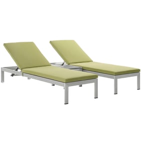 Modway Furniture Shore Silver Peridot 3pc Outdoor Chaise with Cushion