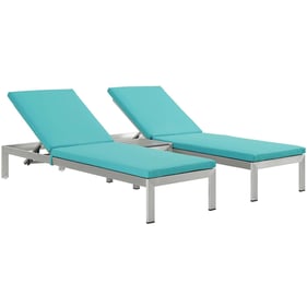 Modway Furniture Shore Silver Turquoise 3pc Outdoor Chaise with Cushion