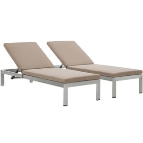 2 Modway Furniture Shore Silver Mocha Outdoor Chaise with Cushion