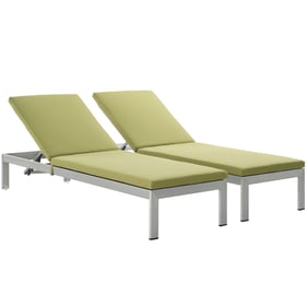 2 Modway Furniture Shore Silver Peridot Outdoor Chaise with Cushion