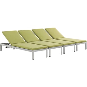 4 Modway Furniture Shore Silver Peridot Outdoor Chaise