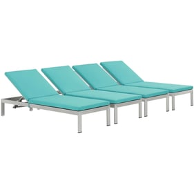 4 Modway Furniture Shore Silver Turquoise Outdoor Chaise