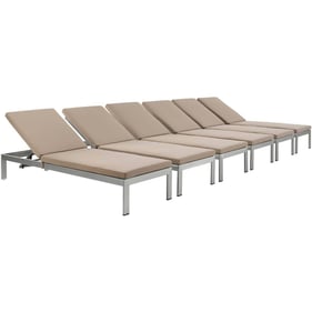 6 Modway Furniture Shore Silver Mocha Outdoor Chaise with Cushion