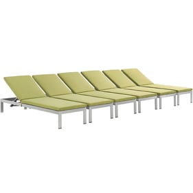 6 Modway Furniture Shore Silver Peridot Outdoor Chaise with Cushion