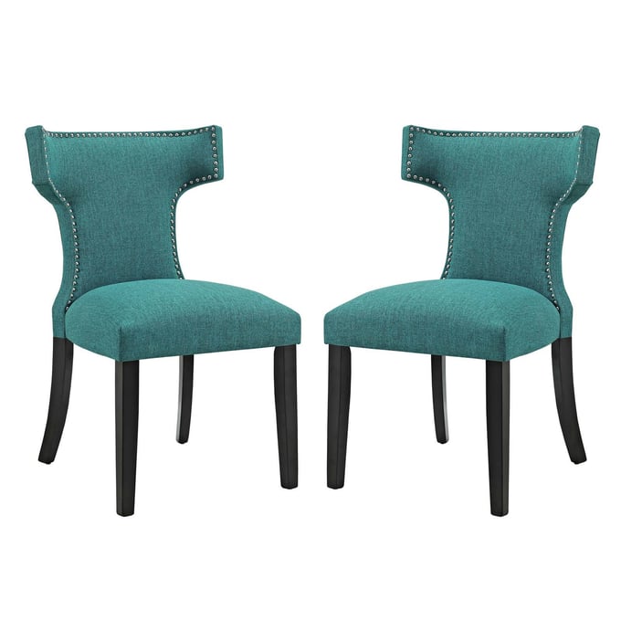 2 Modway Furniture Curve Teal Dining Side Chairs EEI-2741-TEA-SET