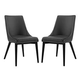 2 Modway Furniture Viscount Black Vinyl Dining Side Chairs