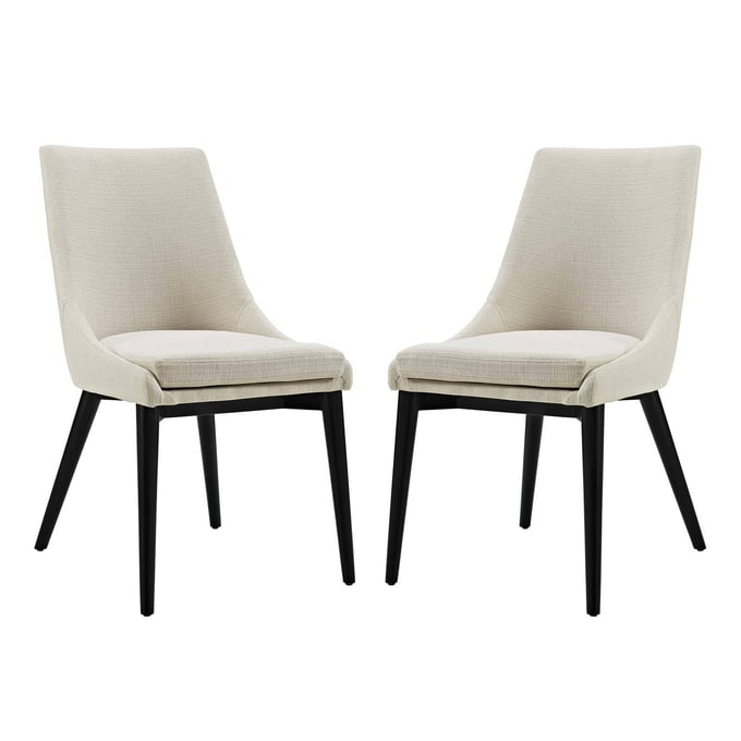 2 Modway Furniture Viscount Beige Fabric Dining Side Chairs EEI-2745-BEI-SET