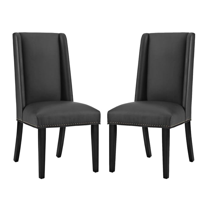 2 Modway Furniture Baron Black Vinyl Dining Chairs EEI-2747-BLK-SET