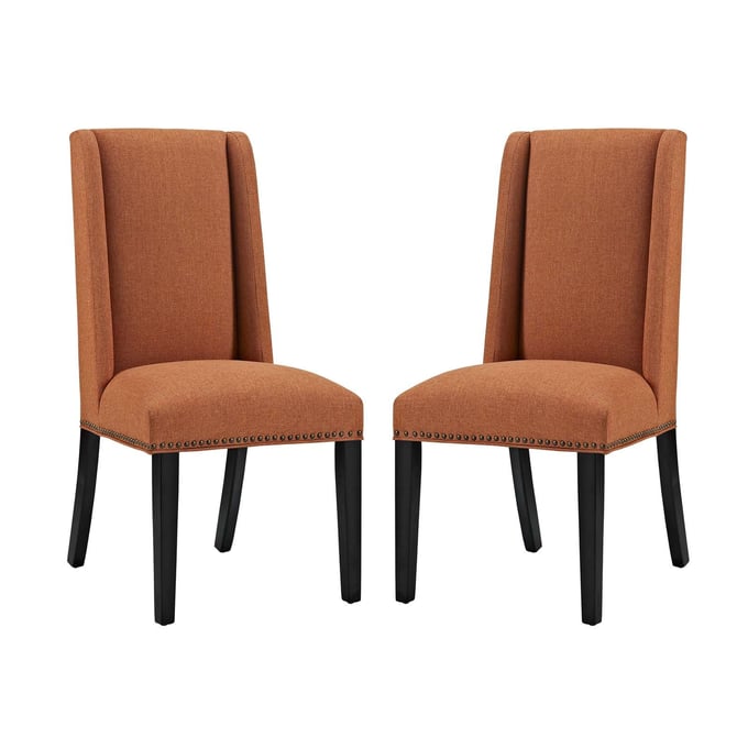 2 Modway Furniture Baron Orange Fabric Dining Chairs EEI-2748-ORA-SET