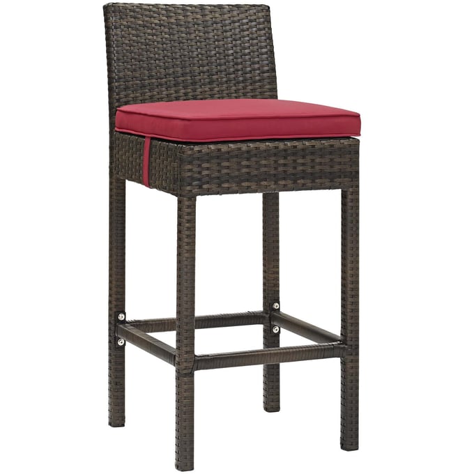 Modway Furniture Conduit Brown Red Outdoor Patio Bar Stool EEI-2799-BRN-RED