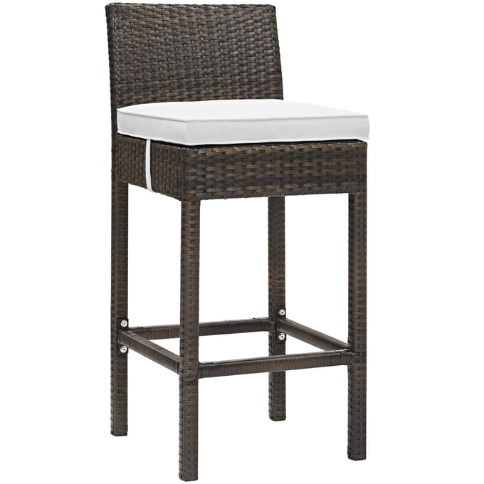 Modway Furniture Conduit Brown White Outdoor Patio Bar Stool EEI-2799-BRN-WHI