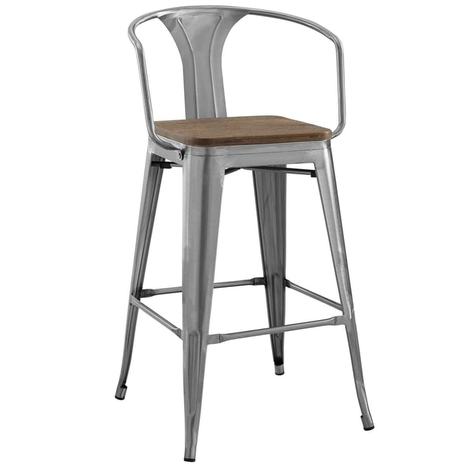 Modway Furniture Promenade Gunmetal Bamboo Bar Stool EEI-2818-GME