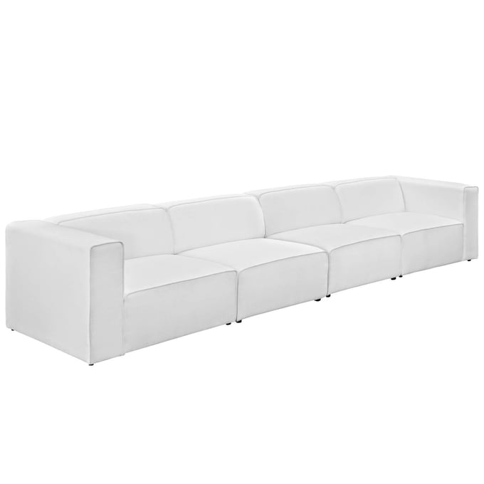 Modway Furniture Mingle White Fabric Upholstered Sofa EEI-2829-WHI