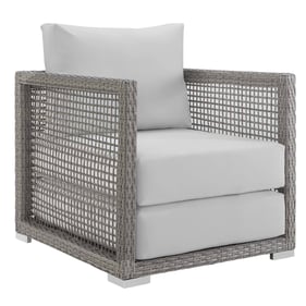 Modway Furniture Aura Gray White Rattan Outdoor Patio Armchair