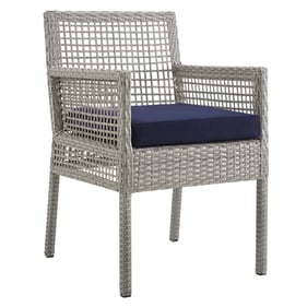 Modway Furniture Aura Gray Navy Outdoor Patio Wicker Rattan Dining Armchair