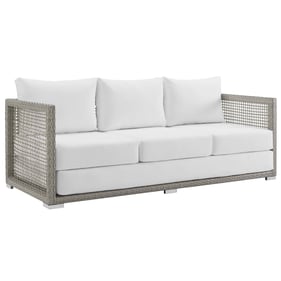 Modway Furniture Aura White Outdoor Patio Wicker Rattan Sofa