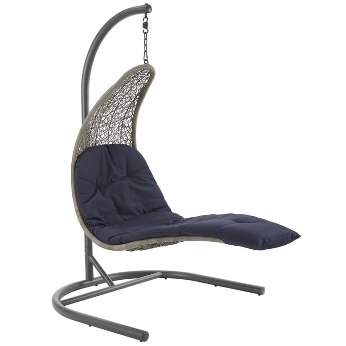 Modway Furniture Landscape Light Gray Navy Outdoor Patio Swing Chair EEI-2952-LGR-NAV