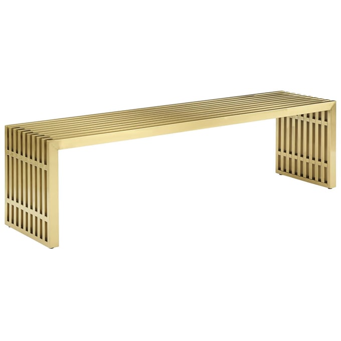 Modway Furniture Gridiron Gold Large Stainless Steel Bench EEI-3000-GLD