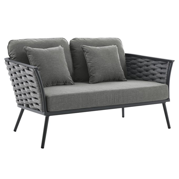 Modway Furniture Stance Gray Charcoal Outdoor Patio Loveseat EEI-3019-GRY-CHA