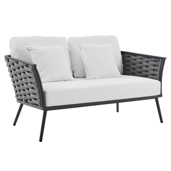 Modway Furniture Stance Gray White 3pc Outdoor Patio Aluminum Sectional Set EEI-3019-GRY-OUT-S2