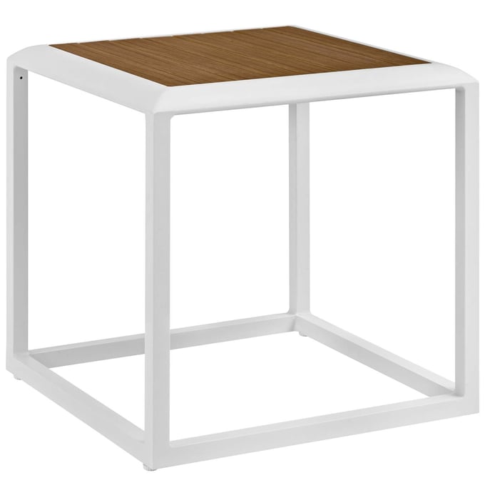 Modway Furniture Stance White Natural Outdoor Patio Side Table EEI-3022-WHI-NAT