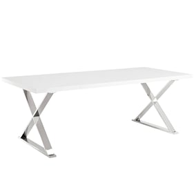 Modway Furniture Sector White Silver Dining Table