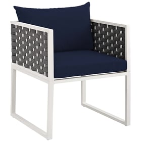 Modway Furniture Stance White Navy Outdoor Patio Dining Armchair