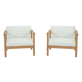 2 Modway Furniture Bayport Natural White Outdoor Patio Teak Sets