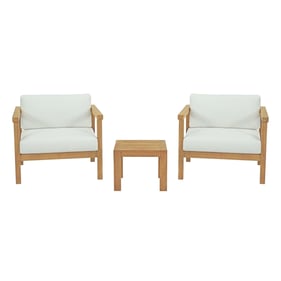 Modway Furniture Bayport Natural White 3pc Outdoor Patio Teak Sets