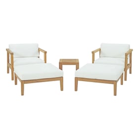 Modway Furniture Bayport White 5pc Outdoor Patio Teak Set