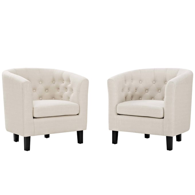 2 Modway Furniture Prospect Beige Fabric Armchairs EEI-3150-BEI-SET