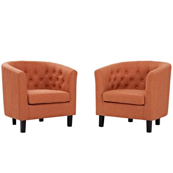 2 Modway Furniture Prospect Orange Fabric Armchairs EEI-3150-ORA-SET