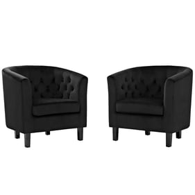 2 Modway Furniture Prospect Black Velvet Armchairs