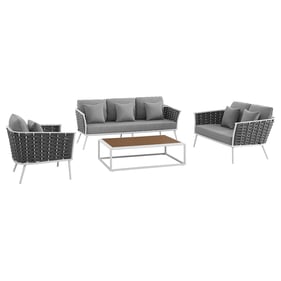 Modway Furniture Stance White Gray 4pc Outdoor Seating Set