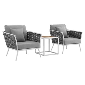 Modway Furniture Stance White Gray 3pc Outdoor Seating Set