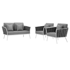 Modway Furniture Stance White Gray 3pc Outdoor Patio Seating Set