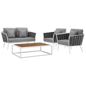 Modway Furniture Stance White Gray 4pc Outdoor Patio Seating Set