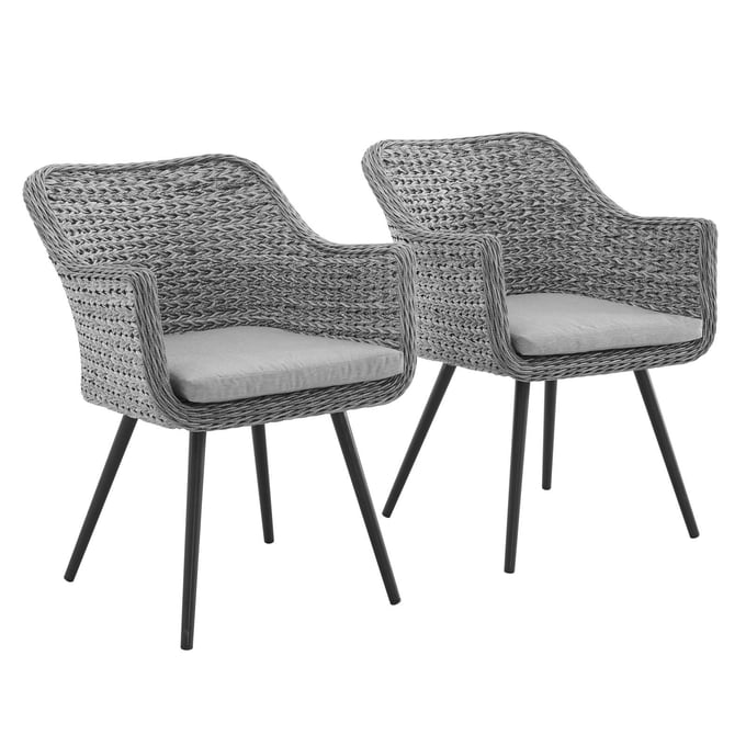 2 Modway Furniture Endeavor Gray Outdoor Patio Dining Armchairs EEI-3181-GRY-GRY-SET