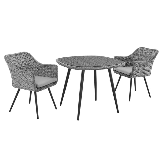 Modway Furniture Endeavor Gray 3pc Outdoor Patio Dining Set EEI-3182-GRY-GRY-SET