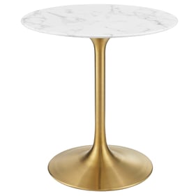 Modway Furniture Lippa Gold White Marble 28 Inch Round Dining Table