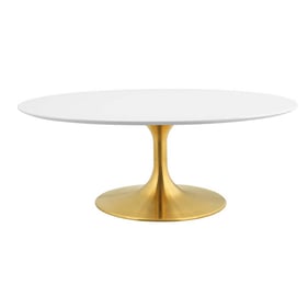 Modway Furniture Lippa Gold White 42 Inch Oval Coffee Table