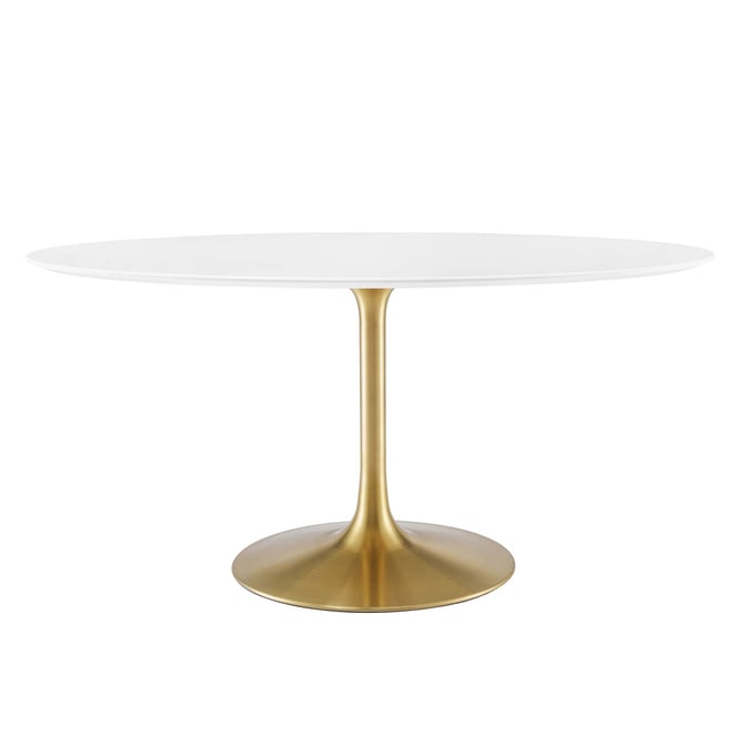 Modway Furniture Lippa Gold White 60 Inch Oval Dining Table EEI-3254-GLD-WHI