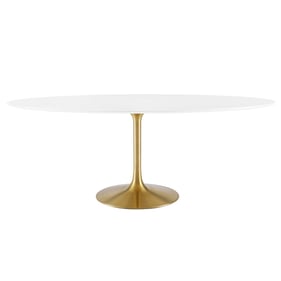 Modway Furniture Lippa Gold White 78 Inch Oval Dining Table