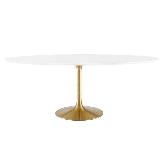 Modway Furniture Lippa Gold White 78 Inch Oval Dining Table EEI-3255-GLD-WHI