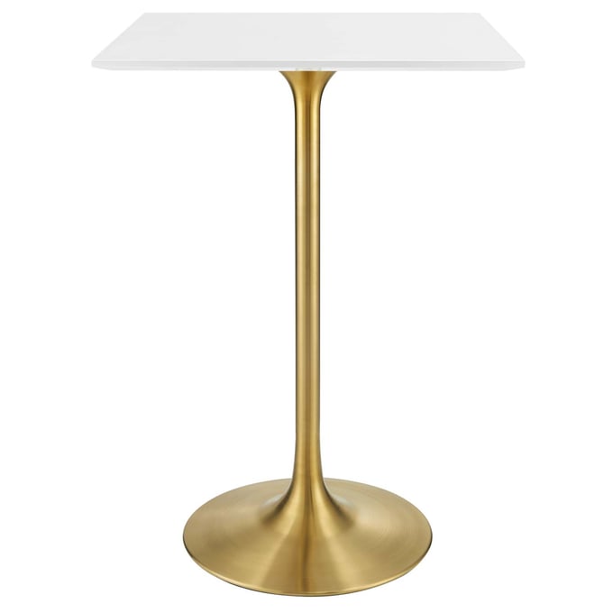 Modway Furniture Lippa Gold White 28 Inch Square Bar Table EEI-3263-GLD-WHI