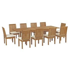 Modway Furniture Marina White 11pc Outdoor Patio Teak Dining Set