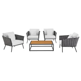 Modway Furniture Stance Gray White 5pc Outdoor Patio Sectional Sofa Set